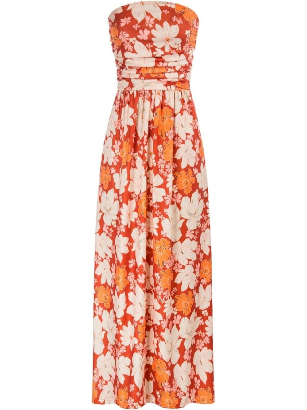 Chic Strapless Maxi Dress for Women | Casual Loose Fit, Ruched Design, Pockets